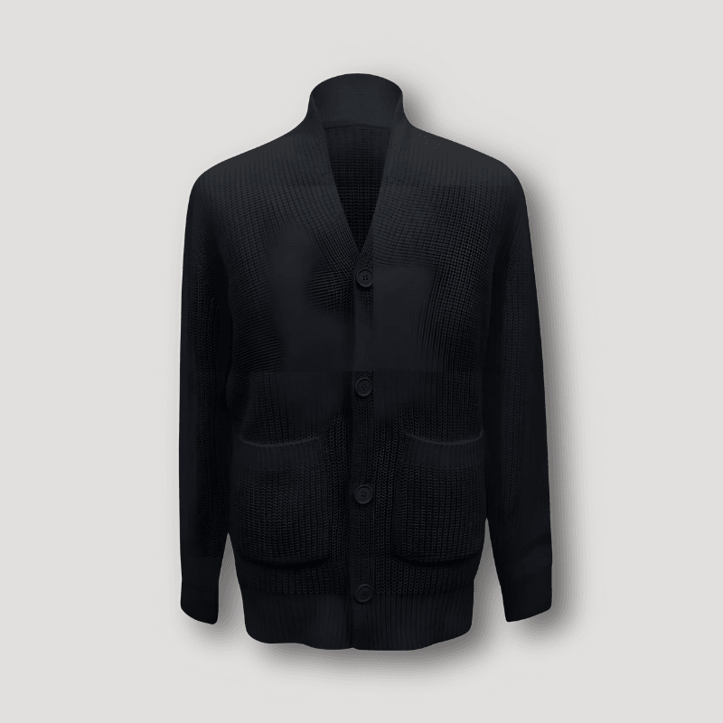 Muskelspasform Ribbet Strik Cardigan Med Knapper