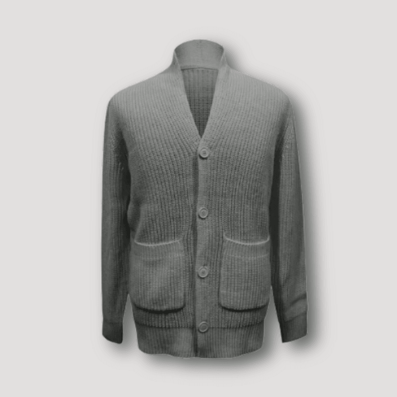 Muskelspasform Ribbet Strik Cardigan Med Knapper