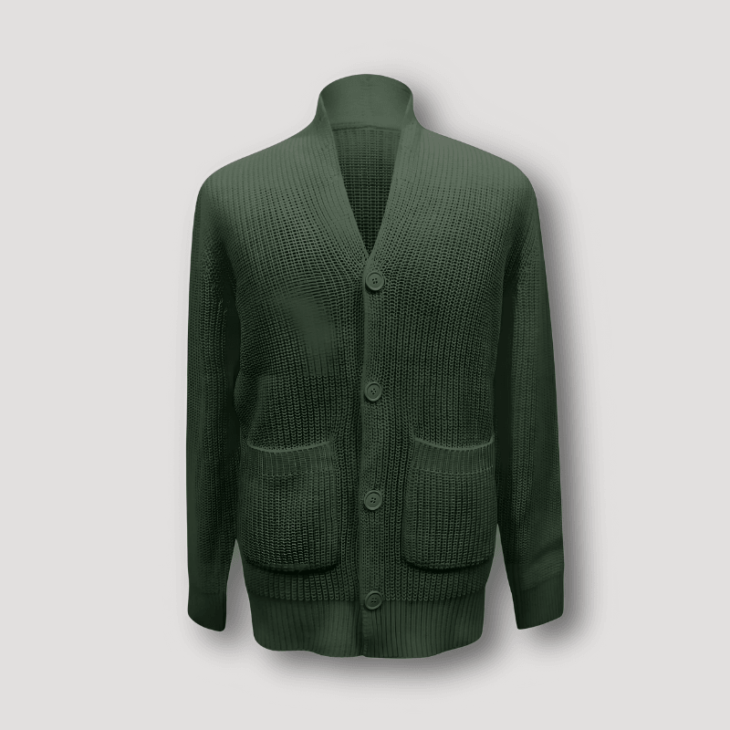 Muskelspasform Ribbet Strik Cardigan Med Knapper