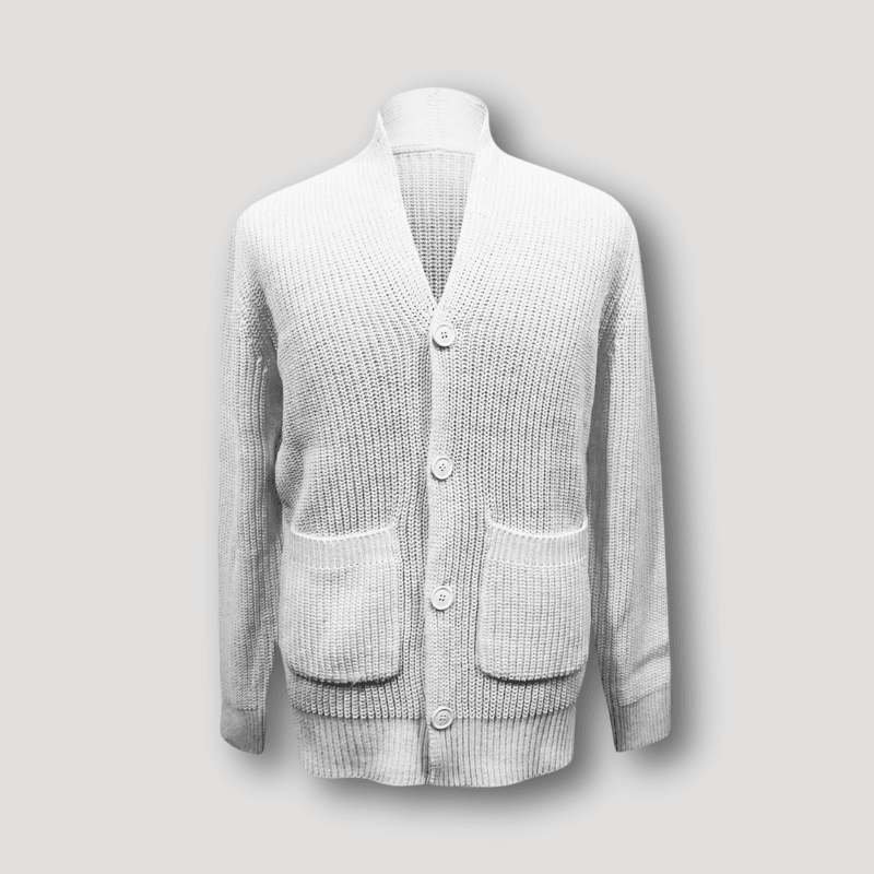 Muskelspasform Ribbet Strik Cardigan Med Knapper