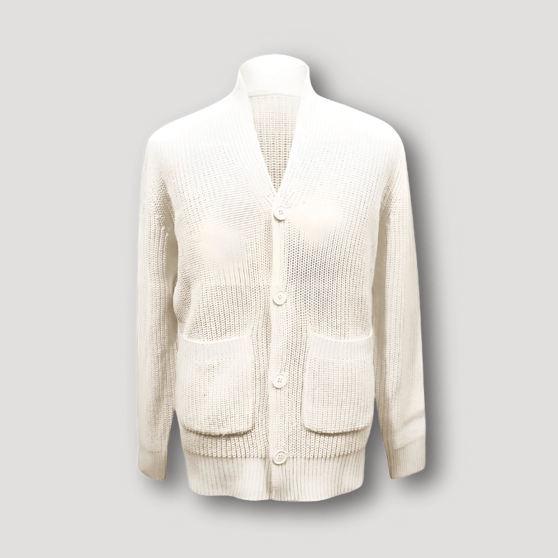 Muskelspasform Ribbet Strik Cardigan Med Knapper