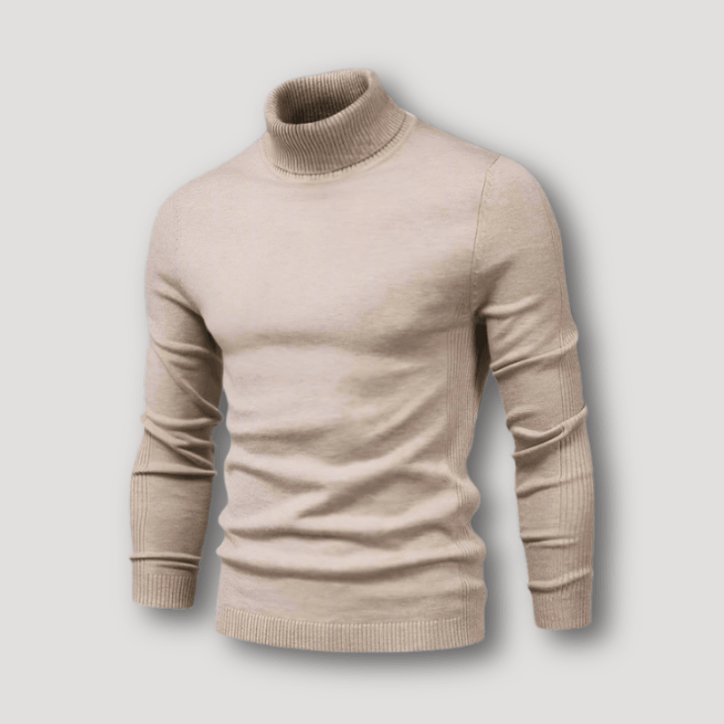 Smal Pasform Old Money Rullekrave Sweater Herre, Vinterpullover med Høj Hals