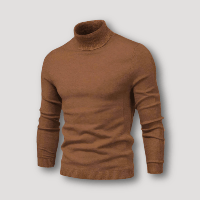 Smal Pasform Old Money Rullekrave Sweater Herre, Vinterpullover med Høj Hals