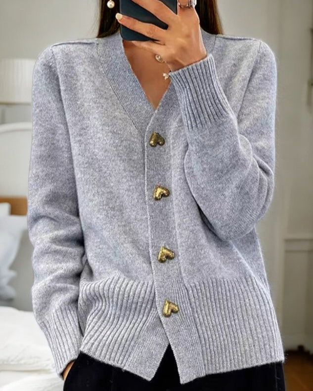 Elina | Elegant cardigan med hjerteformede knapper